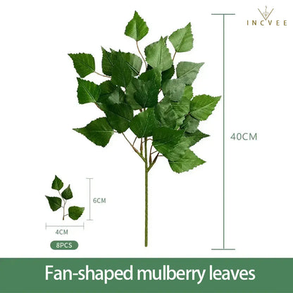 Realistische künstliche Grünzweige – Siebdruck, Hintergrundlaub, Ficus, Maulbeere, Wassermelonenblätter