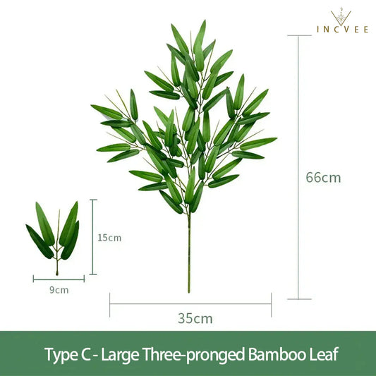 Realistische Bambus-, Weiden-, Pfirsich- und Libellenblätter – künstliches Grün im Zen-Oriental-Stil, lange und kurze Zweige