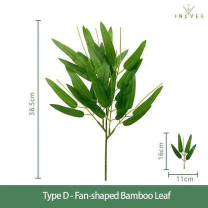 Realistische Bambus-, Weiden-, Pfirsich- und Libellenblätter – künstliches Grün im Zen-Oriental-Stil, lange und kurze Zweige