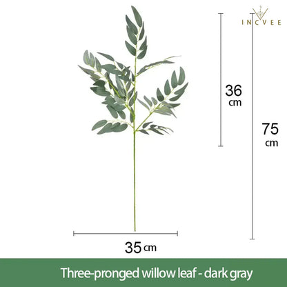 Realistische Bambus-, Weiden-, Pfirsich- und Libellenblätter – künstliches Grün im Zen-Oriental-Stil, lange und kurze Zweige