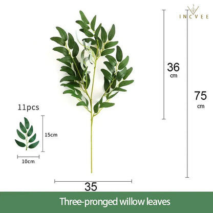 Realistische Bambus-, Weiden-, Pfirsich- und Libellenblätter – künstliches Grün im Zen-Oriental-Stil, lange und kurze Zweige