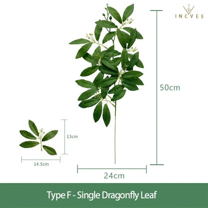 Realistische Bambus-, Weiden-, Pfirsich- und Libellenblätter – künstliches Grün im Zen-Oriental-Stil, lange und kurze Zweige