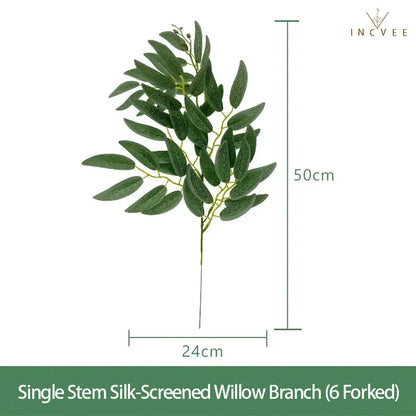 Realistische Bambus-, Weiden-, Pfirsich- und Libellenblätter – künstliches Grün im Zen-Oriental-Stil, lange und kurze Zweige