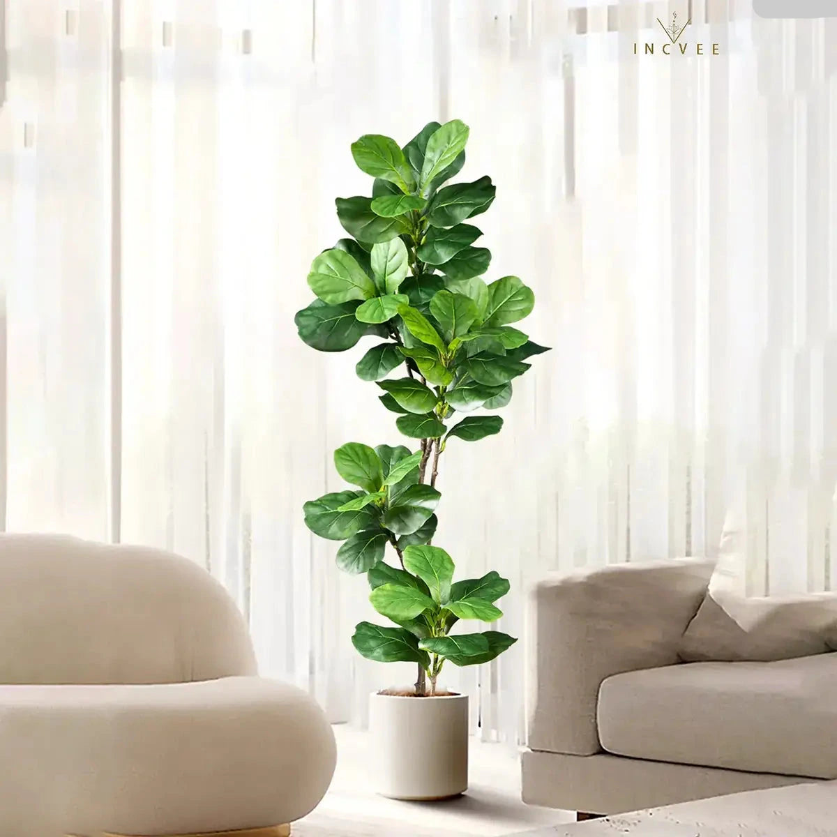 Realistischer, im Siebdruckverfahren hergestellter Ficus-Banyanbaum – mehrzweigiges tropisches Laub, 70–140 cm hoher Einzelstamm, Bodendekoration für den Innenbereich