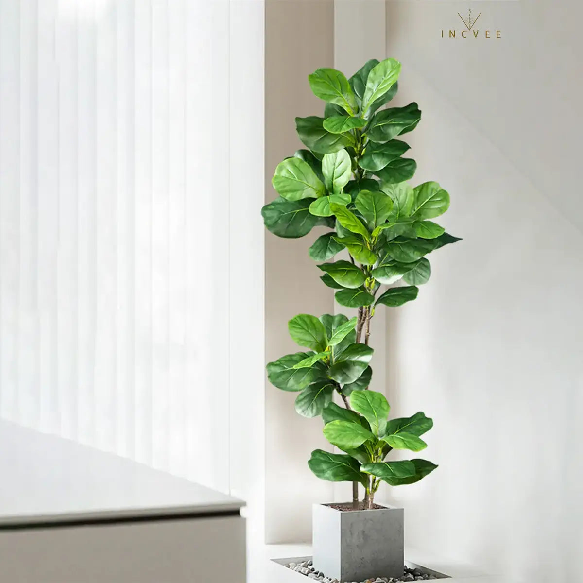 Realistischer, im Siebdruckverfahren hergestellter Ficus-Banyanbaum – mehrzweigiges tropisches Laub, 70–140 cm hoher Einzelstamm, Bodendekoration für den Innenbereich