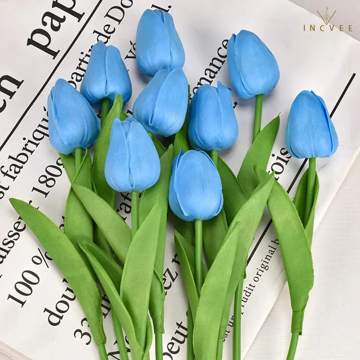 Bouquet de tulipes en soie effet naturel - Tiges florales artificielles réalistes, centre de table moderne, 3/5/10/20 pièces / Hauteur : 34 cm