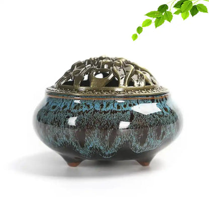 Royal Lucky Black Glaze Ceramic Incense Burner With Lid 12 Styles