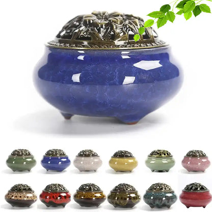 Royal Lucky Black Glaze Ceramic Incense Burner With Lid 12 Styles