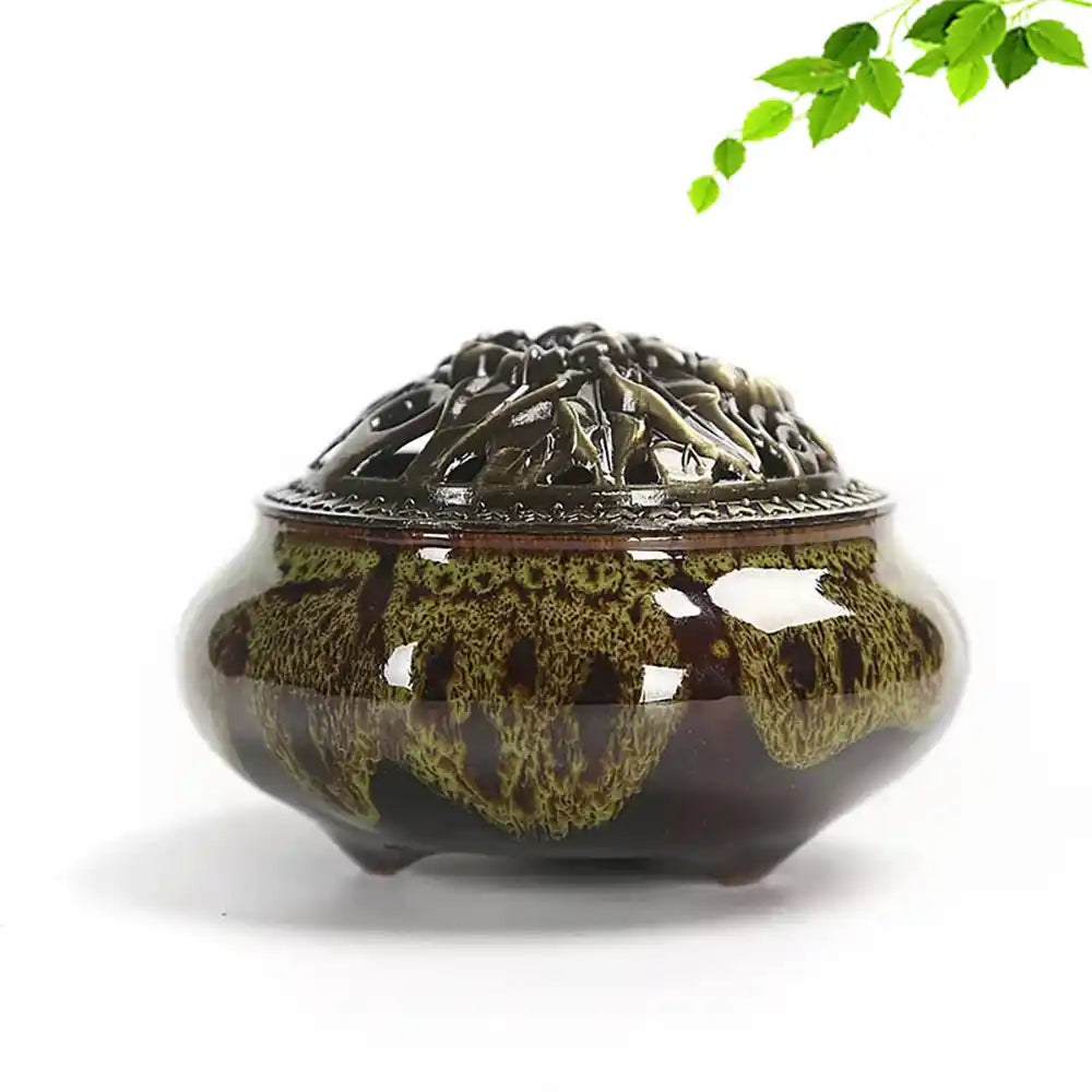 Royal Lucky Black Glaze Ceramic Incense Burner With Lid 12 Styles