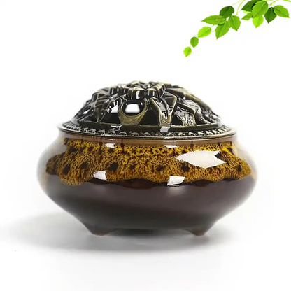 Royal Lucky Black Glaze Ceramic Incense Burner With Lid 12 Styles