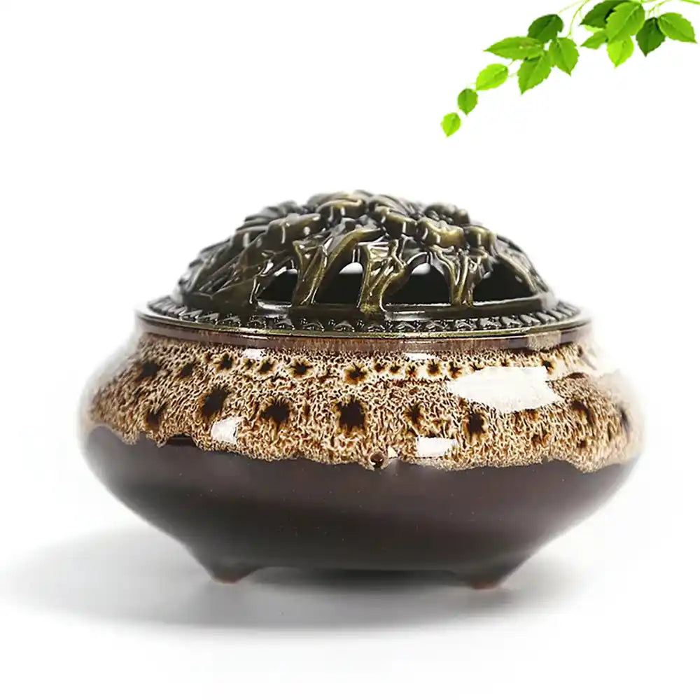 Royal Lucky Black Glaze Ceramic Incense Burner With Lid 12 Styles