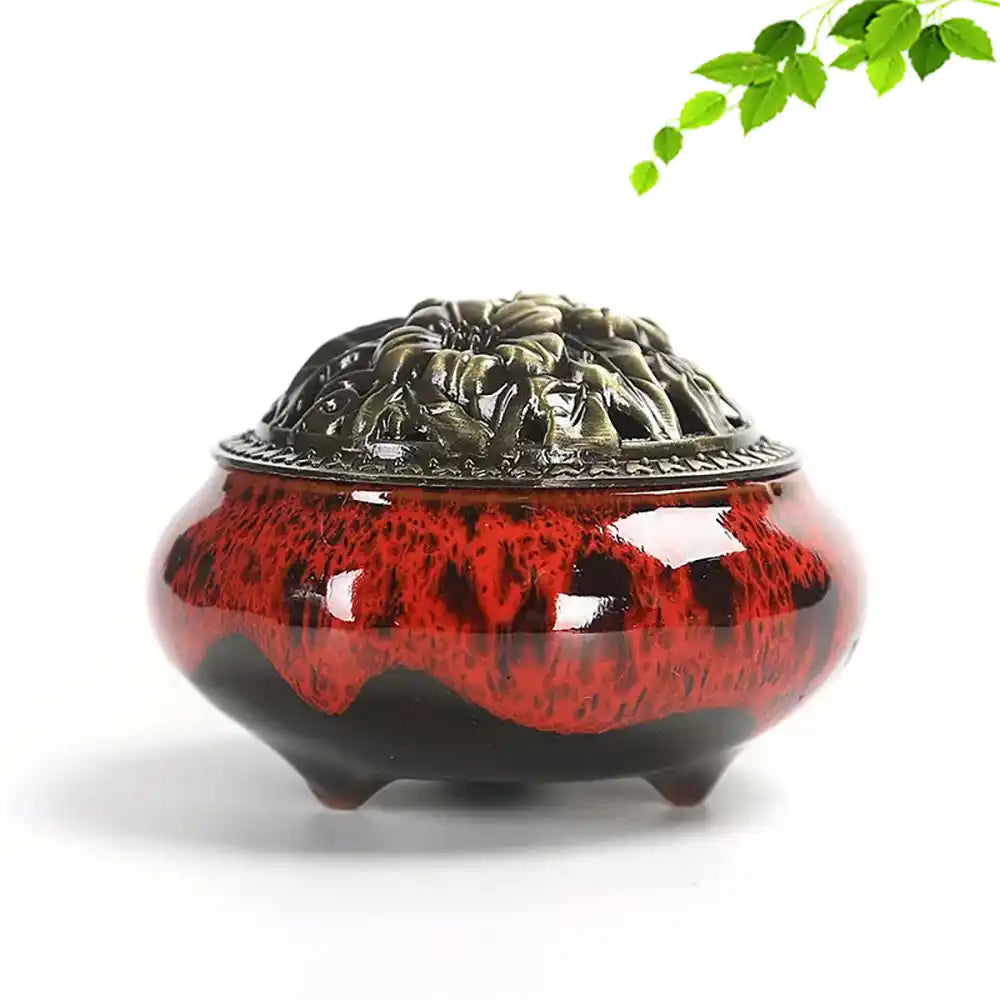 Royal Lucky Black Glaze Ceramic Incense Burner With Lid 12 Styles