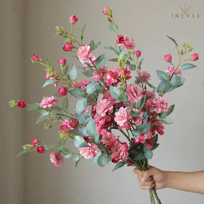 Seidenkamelie mit langem Zweig – Elegante, mehrblütige Blume mit Blättern, drahtverstärkt, 90 cm