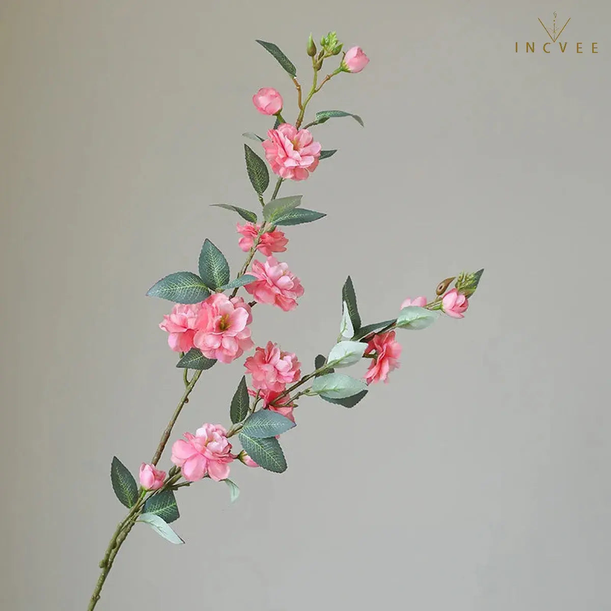 Seidenkamelie mit langem Zweig – Elegante, mehrblütige Blume mit Blättern, drahtverstärkt, 90 cm