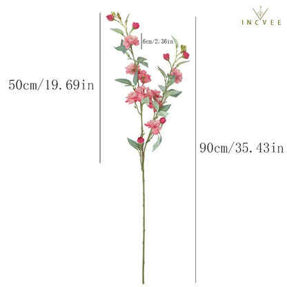 Seidenkamelie mit langem Zweig – Elegante, mehrblütige Blume mit Blättern, drahtverstärkt, 90 cm