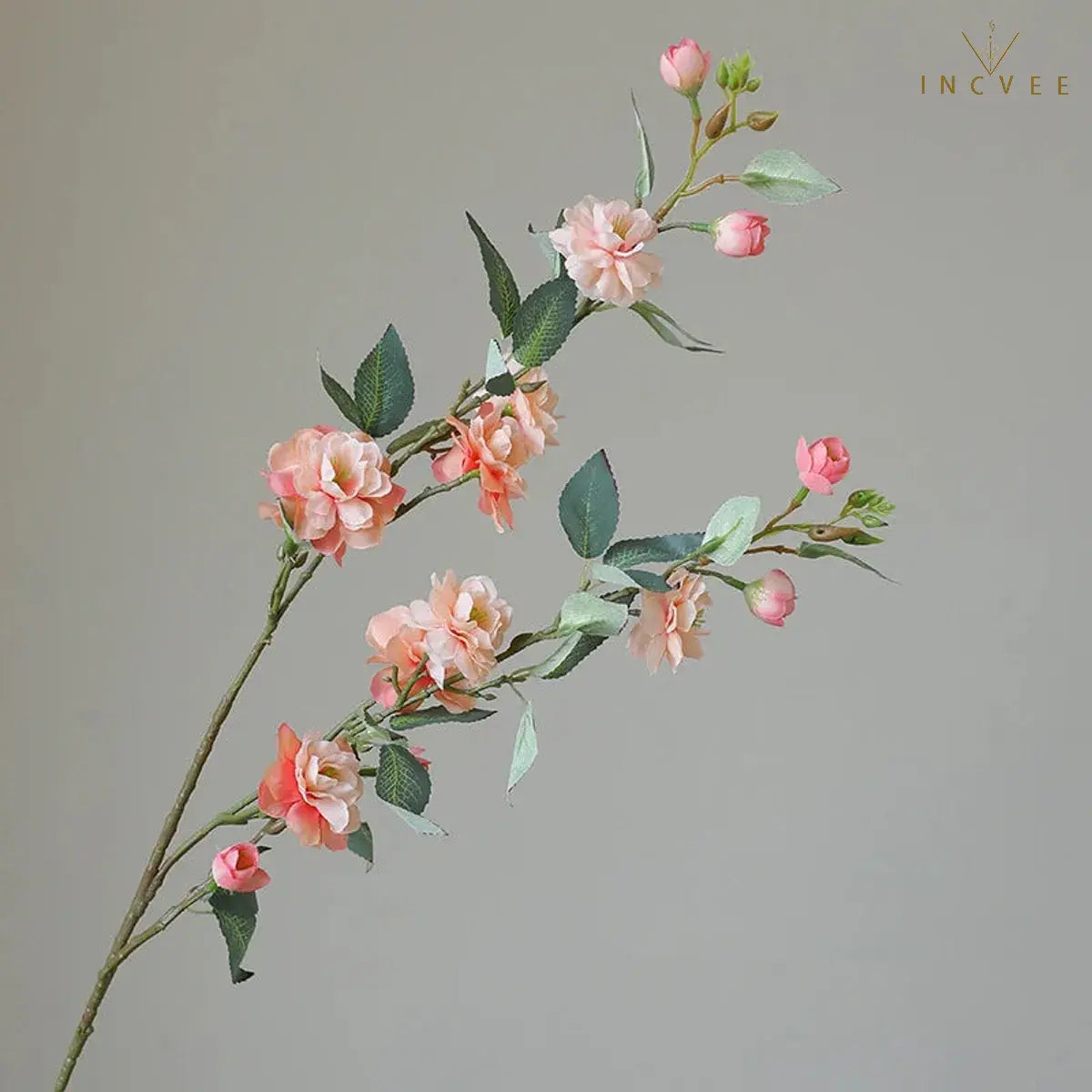 Seidenkamelie mit langem Zweig – Elegante, mehrblütige Blume mit Blättern, drahtverstärkt, 90 cm