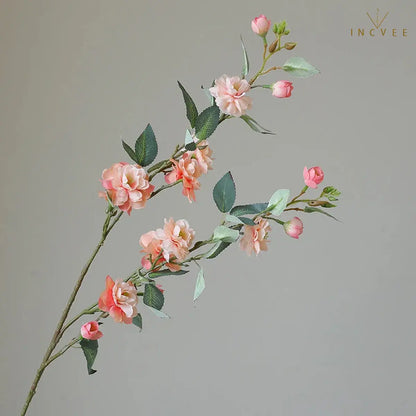 Seidenkamelie mit langem Zweig – Elegante, mehrblütige Blume mit Blättern, drahtverstärkt, 90 cm