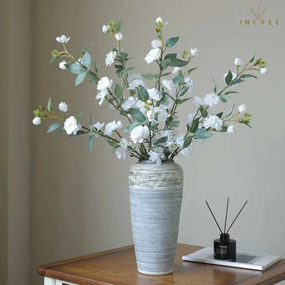 Seidenkamelie mit langem Zweig – Elegante, mehrblütige Blume mit Blättern, drahtverstärkt, 90 cm