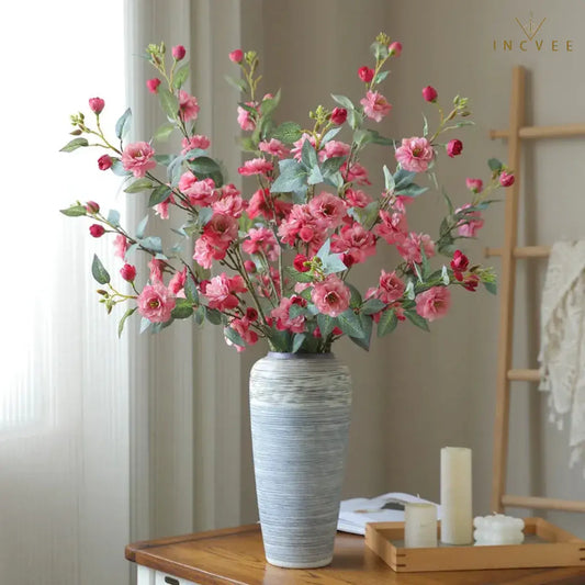 Seidenkamelie mit langem Zweig – Elegante, mehrblütige Blume mit Blättern, drahtverstärkt, 90 cm