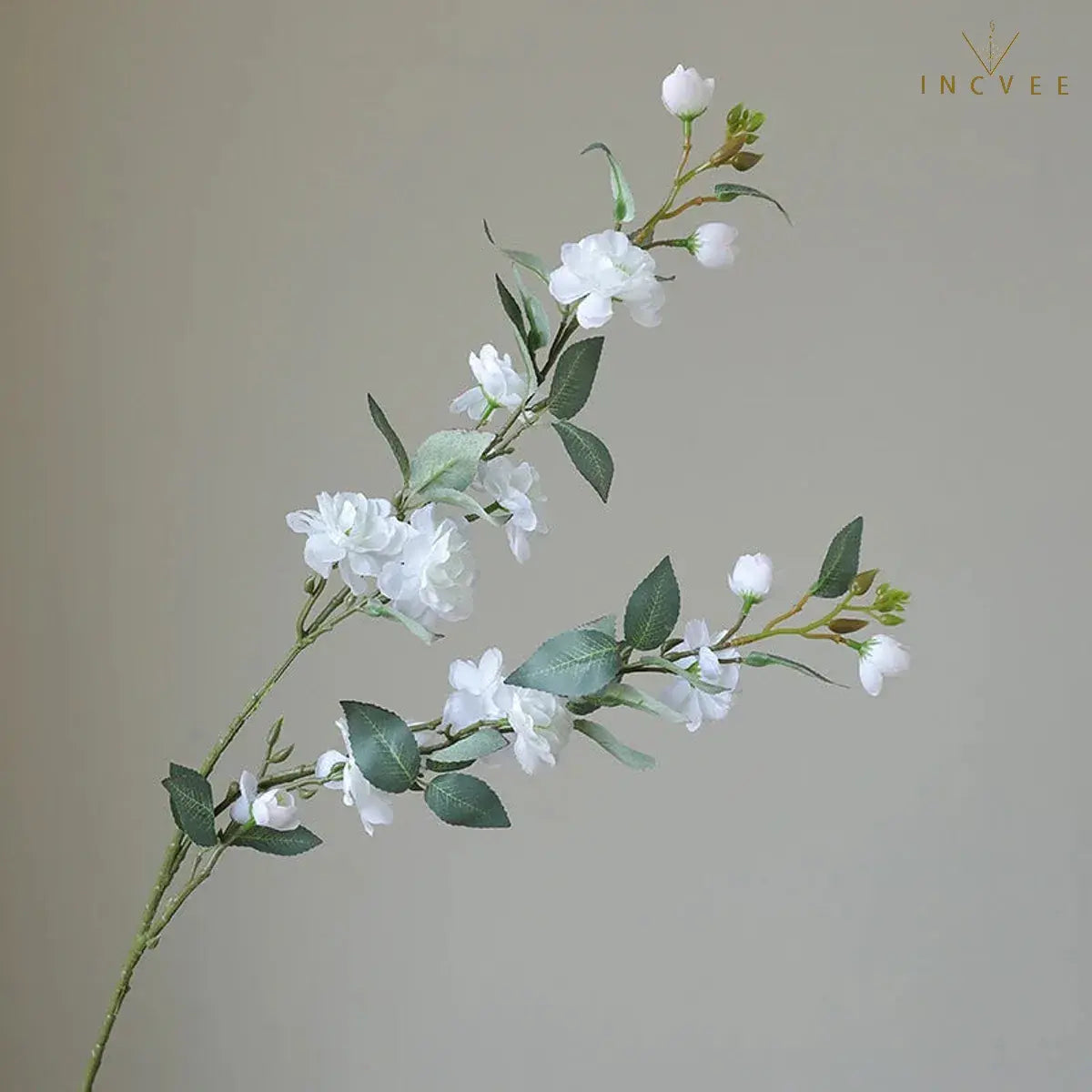 Seidenkamelie mit langem Zweig – Elegante, mehrblütige Blume mit Blättern, drahtverstärkt, 90 cm