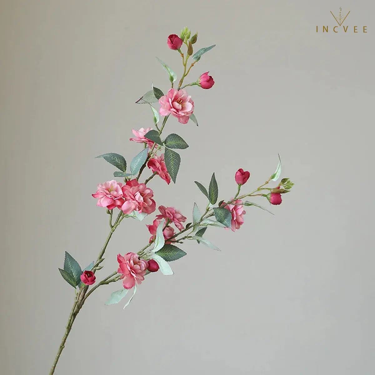 Seidenkamelie mit langem Zweig – Elegante, mehrblütige Blume mit Blättern, drahtverstärkt, 90 cm