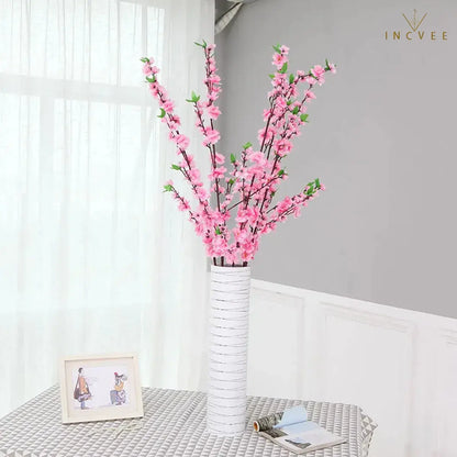 Seiden-Frühlingsblumenzweig „Kirsche & Pfirsichblüte“ – Mehrarmiger Zen-Blumenzweig, biegsamer Drahtstiel, 63,5 cm