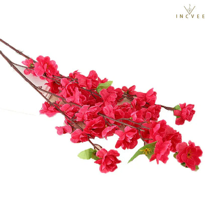 Seiden-Frühlingsblumenzweig „Kirsche & Pfirsichblüte“ – Mehrarmiger Zen-Blumenzweig, biegsamer Drahtstiel, 63,5 cm