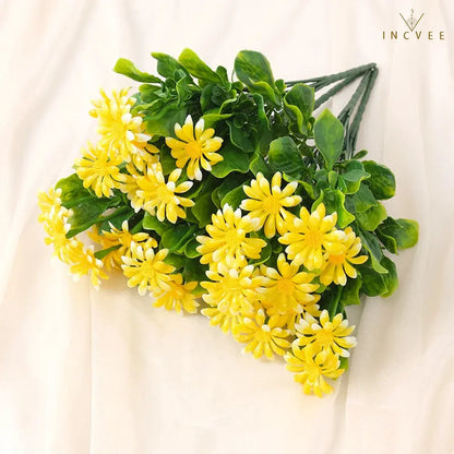 UV-beständiger künstlicher Gänseblümchenstrauß – wetterfeste Wildchrysantheme aus PE-Kunststoff, Außendekoration, 33 cm