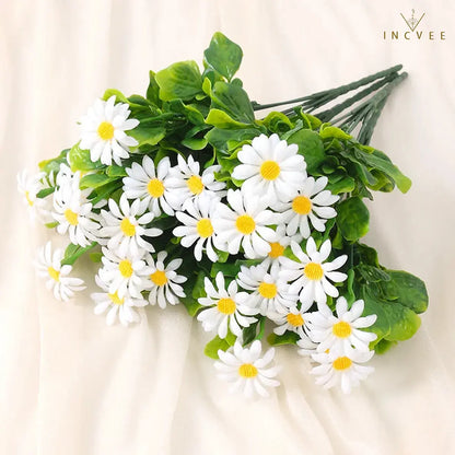 UV-beständiger künstlicher Gänseblümchenstrauß – wetterfeste Wildchrysantheme aus PE-Kunststoff, Außendekoration, 33 cm