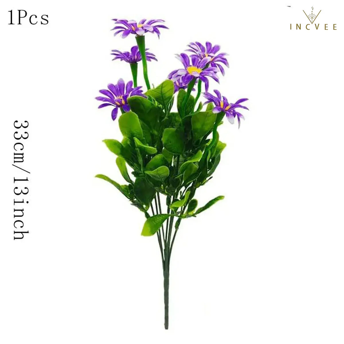 UV-beständiger künstlicher Gänseblümchenstrauß – wetterfeste Wildchrysantheme aus PE-Kunststoff, Außendekoration, 33 cm