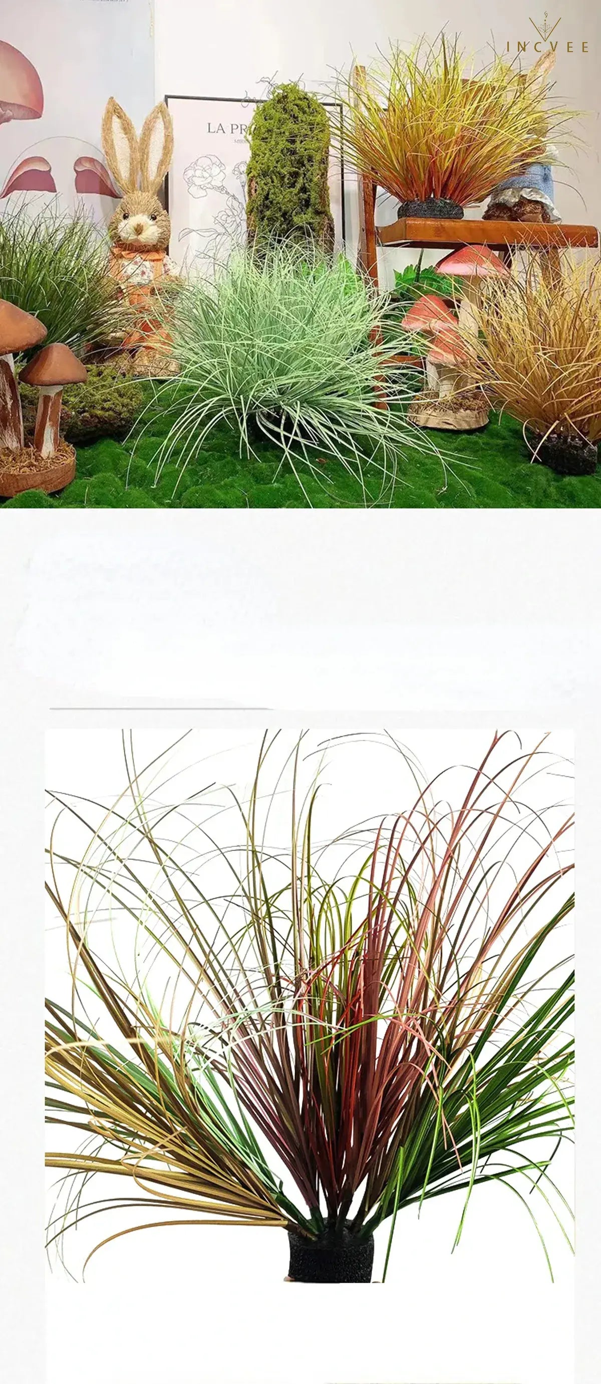 UV-beständiges künstliches Weizengras – pflegeleichtes Grün für den Außenbereich, lebendige, seidenweiche Haptik, 30–50 cm