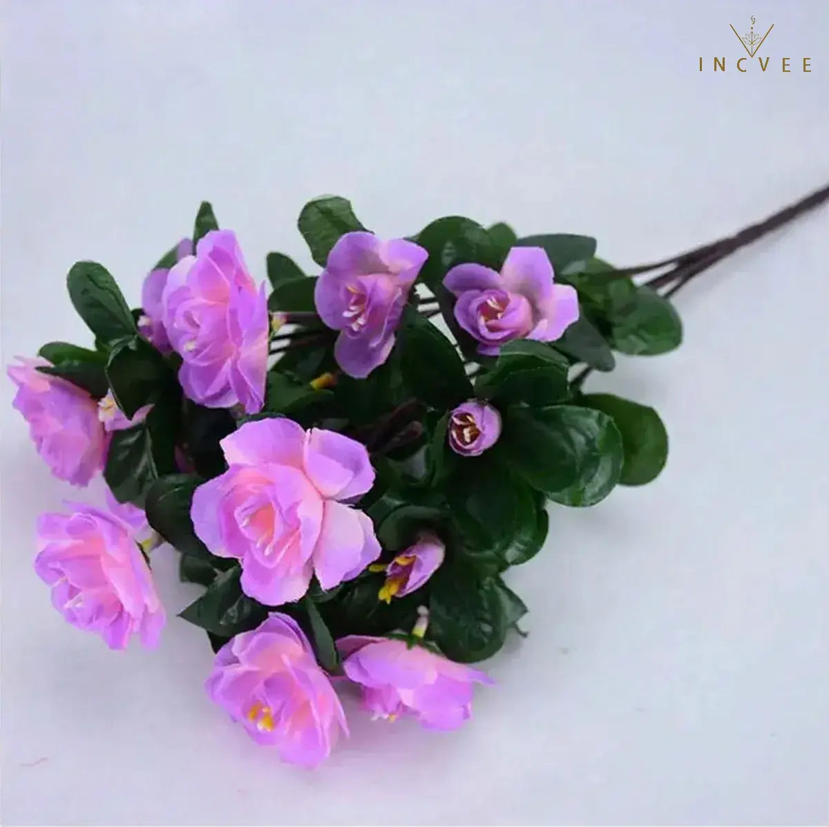 Künstlicher, UV-beständiger Seidenazalee-Strauch – 7-zweigig, üppig, für drinnen und draußen, 33 cm