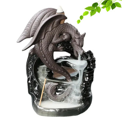 Valiant Guardian Dragon Incense Burner Ceramic Pterosaur Waterfall Incense Burner