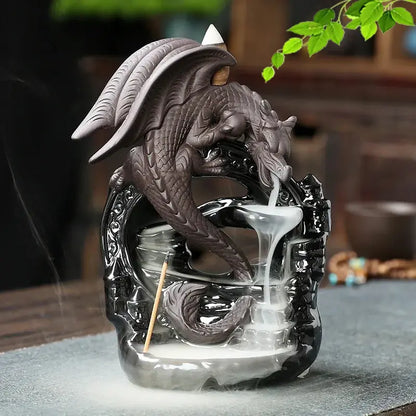 Valiant Guardian Dragon Incense Burner Ceramic Pterosaur Waterfall Incense Burner