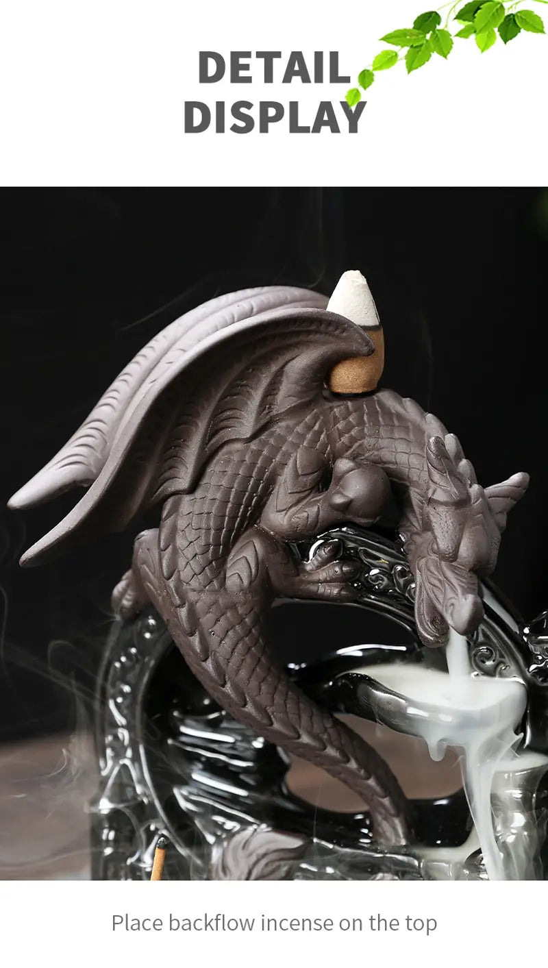 Valiant Guardian Dragon Incense Burner Ceramic Pterosaur Waterfall Incense Burner