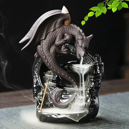 Valiant Guardian Dragon Incense Burner Ceramic Pterosaur Waterfall Incense Burner