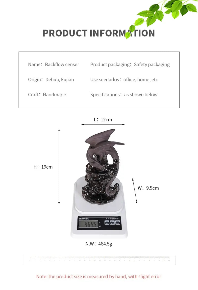 Vigilant Guardian  Dragon Incense Burner Ceramic Pterosaur Waterfall Incense Burner