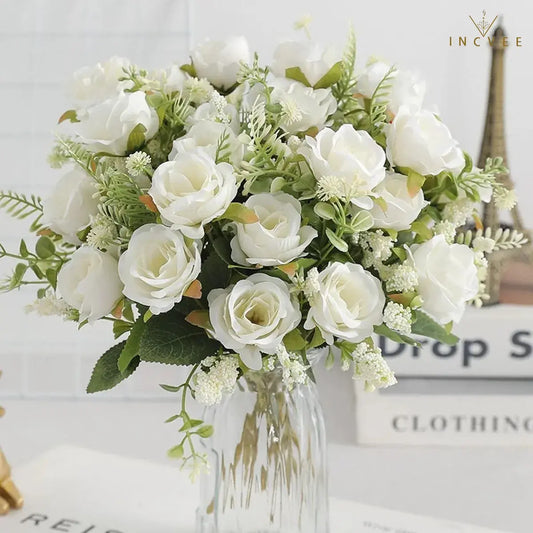 Künstlicher Rosenstrauß aus Seide, Kunstblumen für die Dekoration von Zuhause, Zimmern, Garten, Hochzeiten, Partys, Tischdekoration, DIY-Ornamente