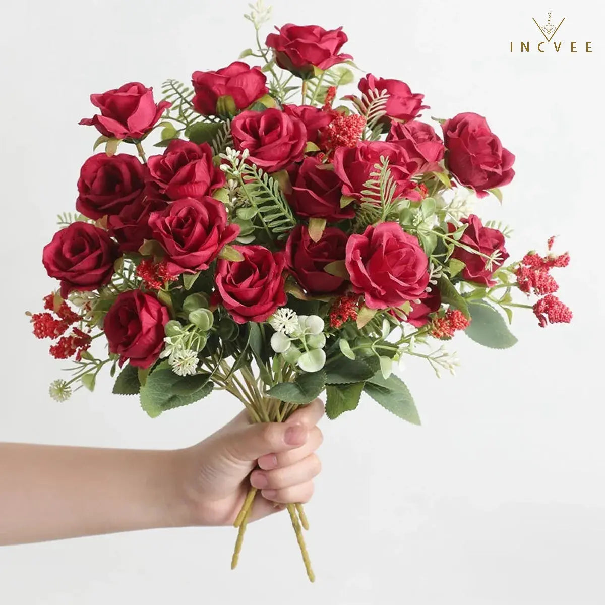 Vintage-Seidenrosenknospenstrauß – Zarte Blütenblätter im Heritage-Stil, kunstvoller romantischer Akzent, 30 cm biegsamer Stiel