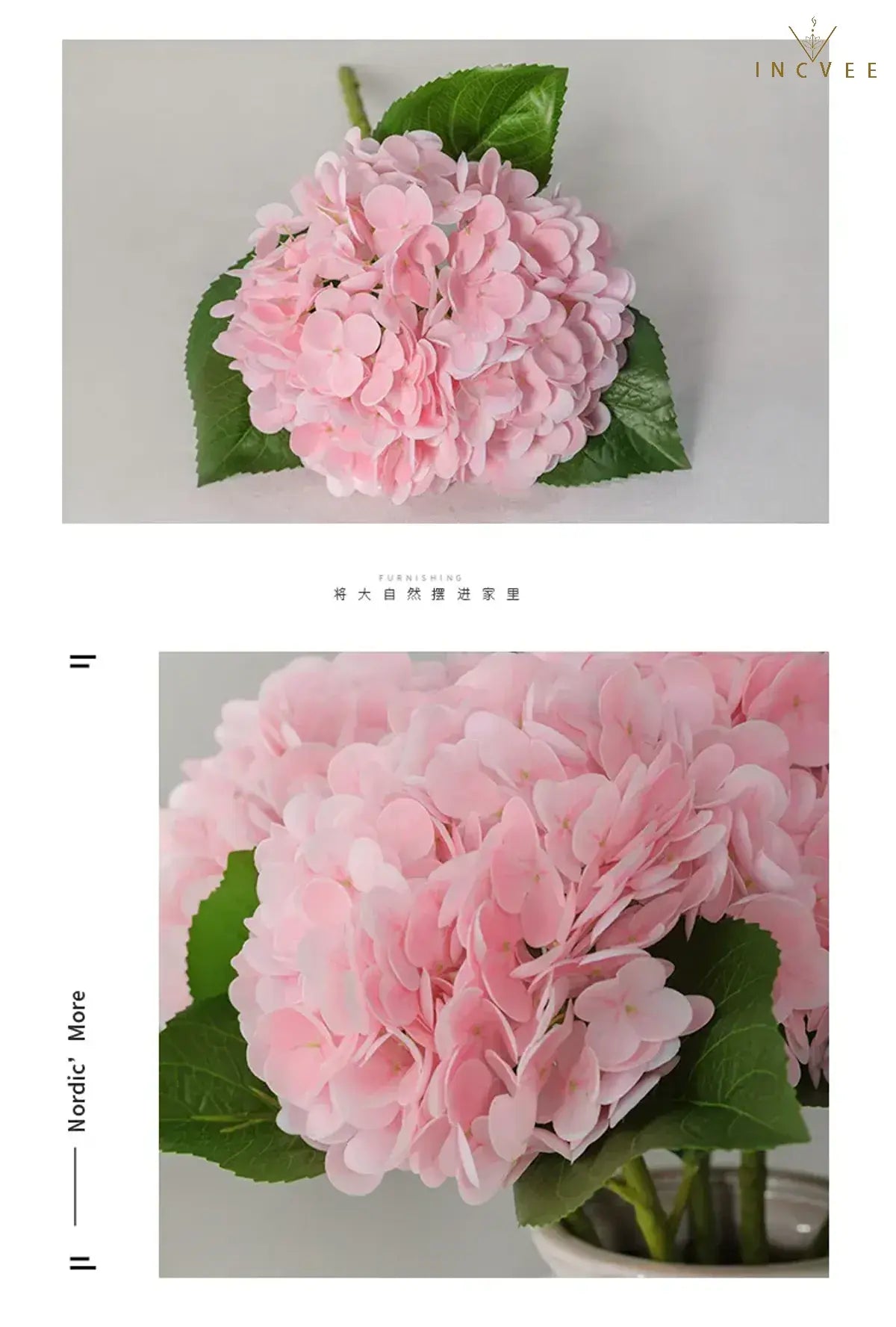 Wasserfeste, hautfreundliche Latex-Hortensie – großer, buschiger Blütenstiel, modernes Galerie-Design, 53 cm hoch