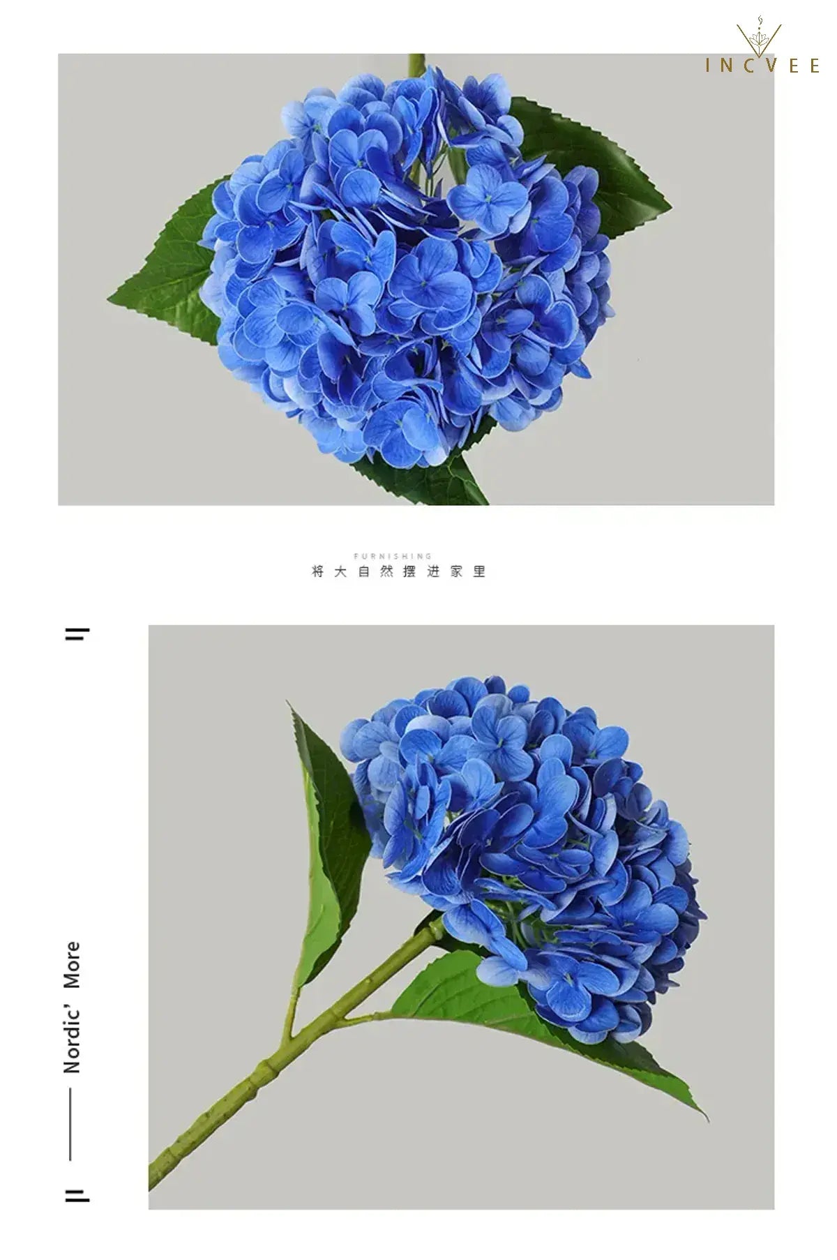 Wasserfeste, hautfreundliche Latex-Hortensie – großer, buschiger Blütenstiel, modernes Galerie-Design, 53 cm hoch