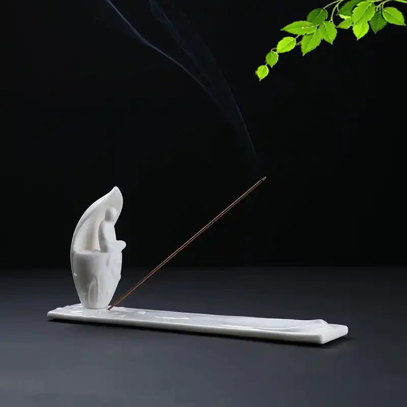 White Ceramic Zen Incense Holder For Meditation Home Decor