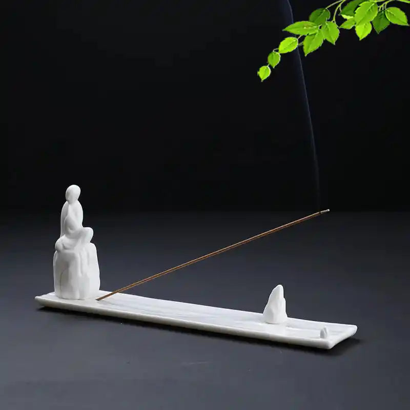 White Ceramic Zen Incense Holder For Meditation Home Decor