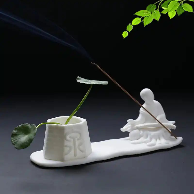 White Ceramic Zen Incense Holder For Meditation Home Decor