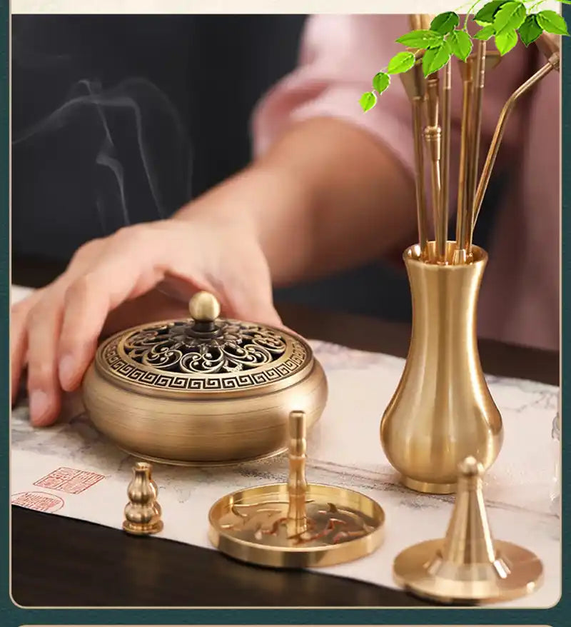 Xiangdao Powder Incense Seal Set - Pure Copper Incense Tools Burner Shovel Gift Box