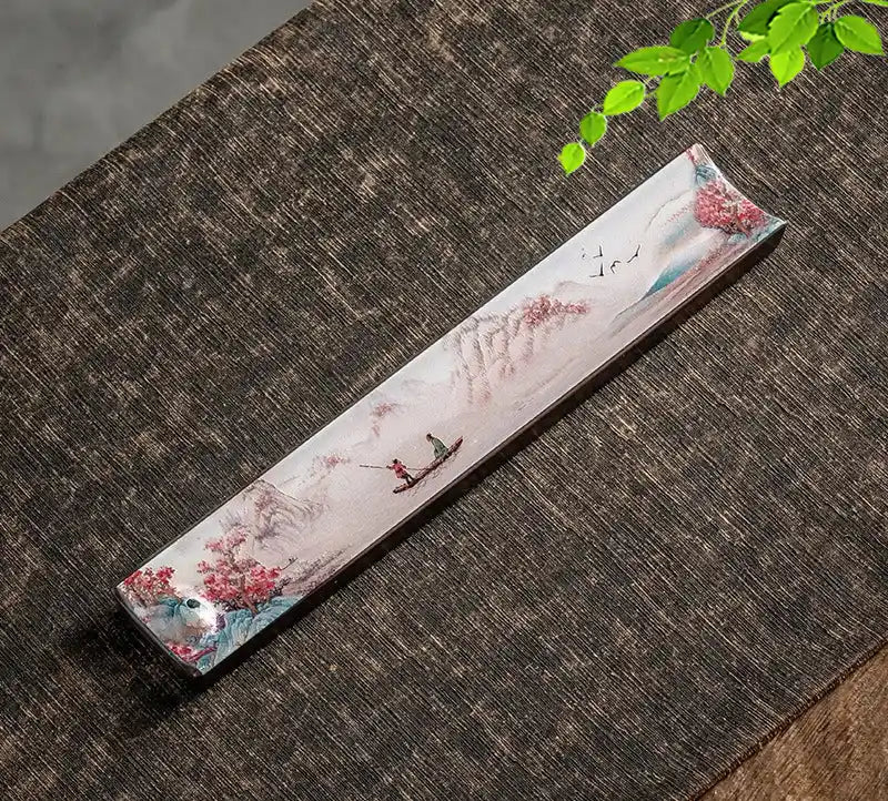 Zen Ceramic Incense Holder With Traditional Patterns - Handmade Enamel Incense Burner