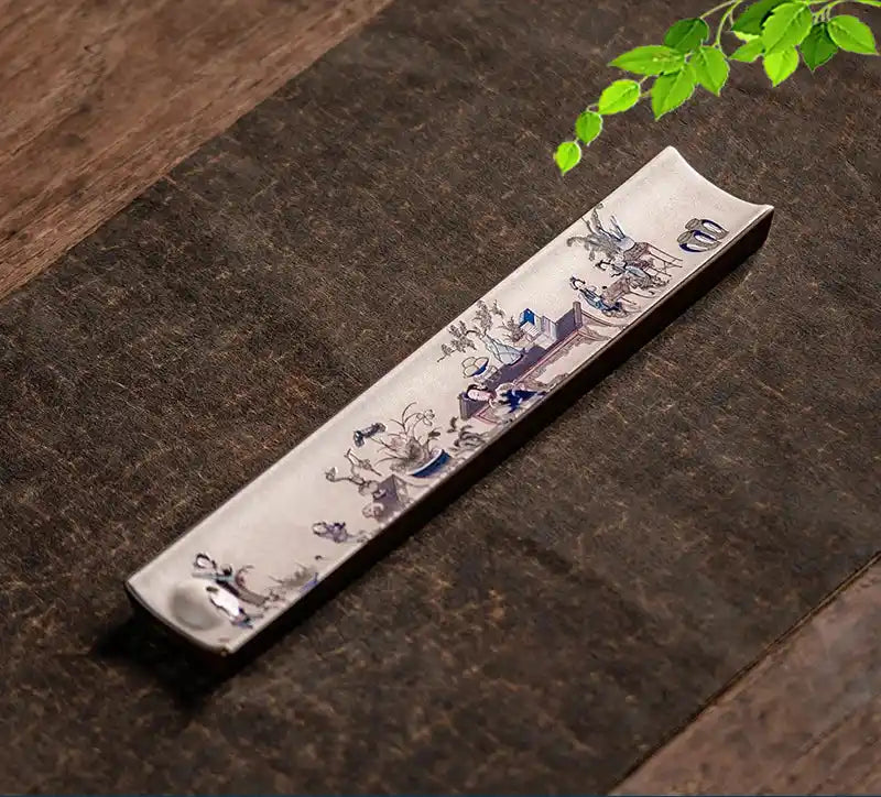 Zen Ceramic Incense Holder With Traditional Patterns - Handmade Enamel Incense Burner