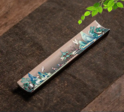 Zen Ceramic Incense Holder With Traditional Patterns - Handmade Enamel Incense Burner