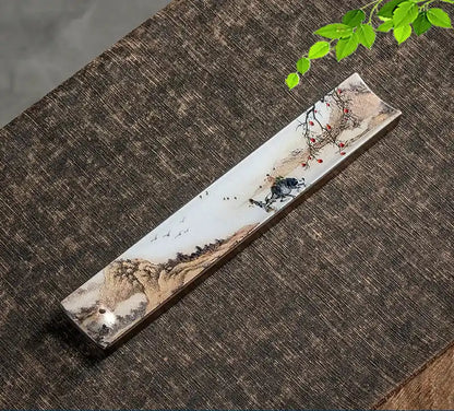 Zen Ceramic Incense Holder With Traditional Patterns - Handmade Enamel Incense Burner