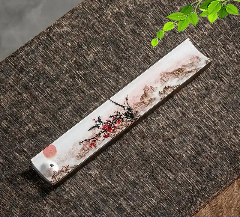 Zen Ceramic Incense Holder With Traditional Patterns - Handmade Enamel Incense Burner